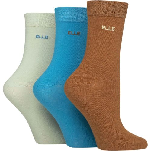 Women's 3 Pair Plain, Striped and Patterned Cotton Socks with Smooth Toes Storm Plain 4-8 - Elle - Modalova