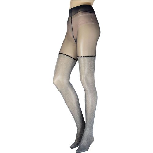 Women's 1 Pair Tabasco Lurex Mock Hold Up Tights Navy Large - Trasparenze - Modalova