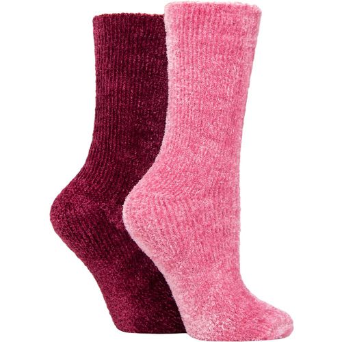 Women's 2 Pair Chenille Leisure Socks Raspberry / Rose 4-8 Ladies - Elle - Modalova