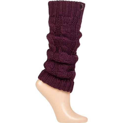 Pair Dark Heather Chunky Cable Knit Leg Warmers Ladies One Size - Elle - Modalova