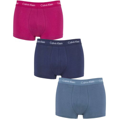 Mens 3 Pair Low Rise Trunks Plumberry / Chino Blue / Riverbed Extra Small - Calvin Klein - Modalova