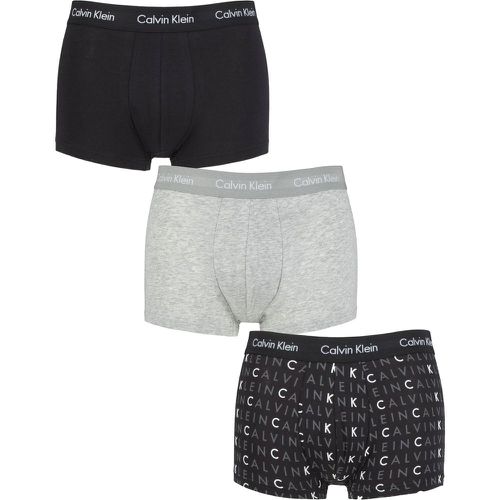 Mens 3 Pair Low Rise Trunks Black / Grey / Logo Extra Large - Calvin Klein - Modalova