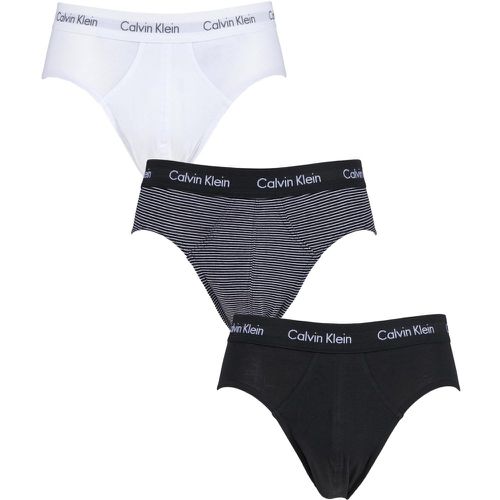 Pack White / Stripe / Black Cotton Stretch Hip Briefs Men's Small - Calvin Klein - Modalova