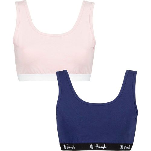 Ladies 2 Pack Smooth Silhouette Non-Wired Cotton Bralettes Pink / Navy S - Pringle - Modalova