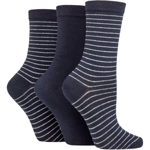 Women's 3 Pair SOCKSHOP 100% Recycled Fine Stripe Cotton Socks Navy 4-8 Ladies - TORE - Modalova