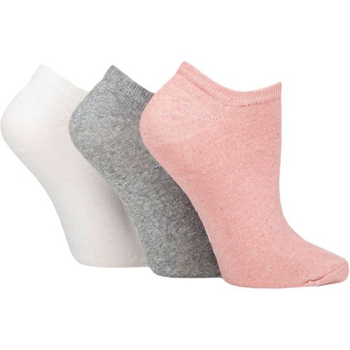 Ladies 3 Pair SOCKSHOP 100% Recycled Plain Cotton Trainer Socks Pink / Grey / White 4-8 Ladies - TORE - Modalova