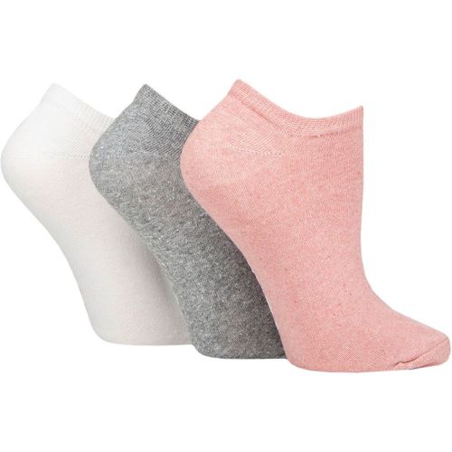 Women's 3 Pair SOCKSHOP 100% Recycled Plain Cotton Trainer Socks Pink / Grey / White 4-8 Ladies - TORE - Modalova