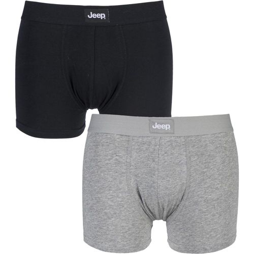 Pack Black / Grey Marl Cotton Plain Fitted Hipster Trunks Men's Extra Large - Jeep - Modalova