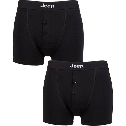 Mens 2 Pack Cotton Plain Fitted Button Front Trunk Boxer Shorts / XXL - Jeep - Modalova