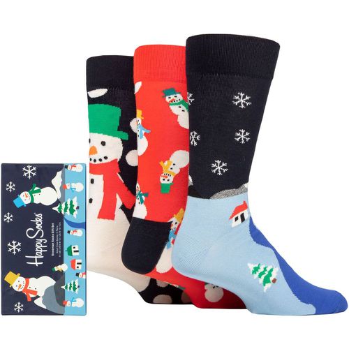 Mens and Ladies 3 Pair Snowman Gift Boxed Socks Multi 4-7 Unisex - Happy Socks - Modalova