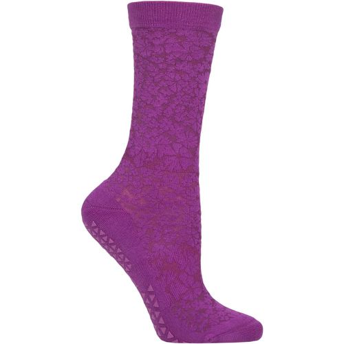 Ladies 1 Pair Jess Grip Socks Violet Floral M - Tavi Noir - Modalova