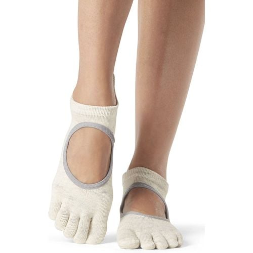 Women's 1 Pair Bellarina Full Toe Organic Cotton Open Front Yoga Socks Oatmeal M - ToeSox - Modalova