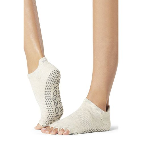 Mens and Ladies 1 Pair Half Toe Organic Cotton Low Rise Yoga Socks Oatmeal M - ToeSox - Modalova