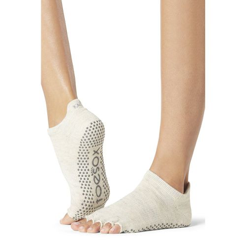 Mens and Women's 1 Pair Half Toe Organic Cotton Low Rise Yoga Socks Oatmeal M - ToeSox - Modalova