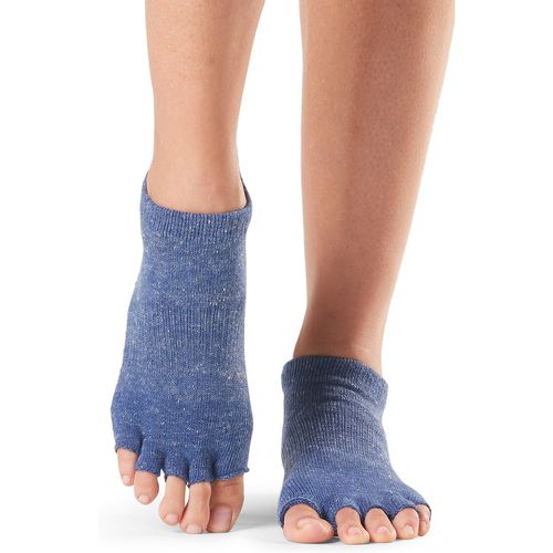 Mens and Ladies 1 Pair Half Toe Organic Cotton Low Rise Yoga Socks Navy M - ToeSox - Modalova