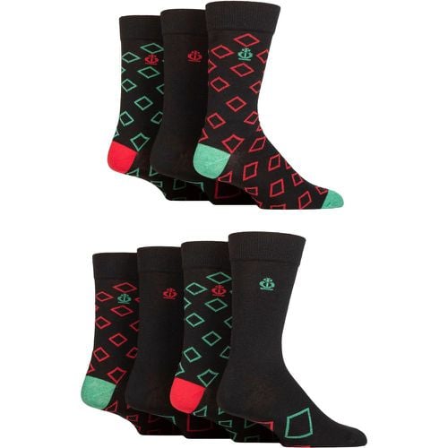 Mens 7 Pair Recycled Cotton Patterned Socks with Gift Tag Diamonds 7-11 - Jeff Banks - Modalova