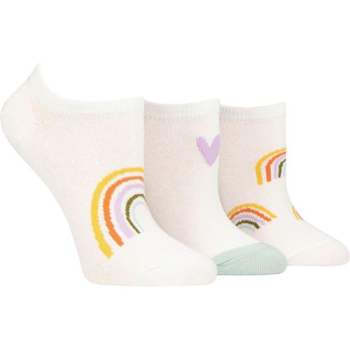 Ladies 3 Pair Patterned Cotton Trainer Socks Rainbow 4-8 Ladies - Caroline Gardner - Modalova