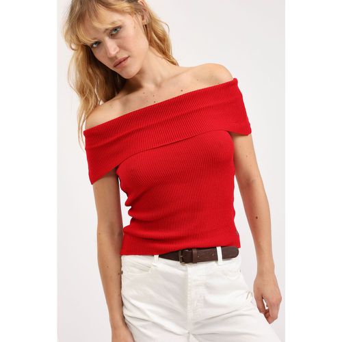 Dolcevita cropped a coste con collo convertibile - Please - Modalova