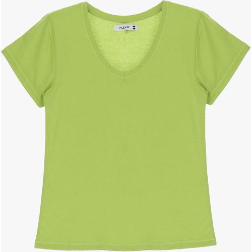 T-shirt in puro cotone monocolour con scollo a U - Please - Modalova