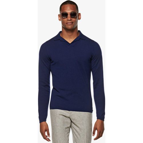 Jort Polo-shirt Blau Mit Langarm Und Camp-kragen - SuitSupply - Modalova