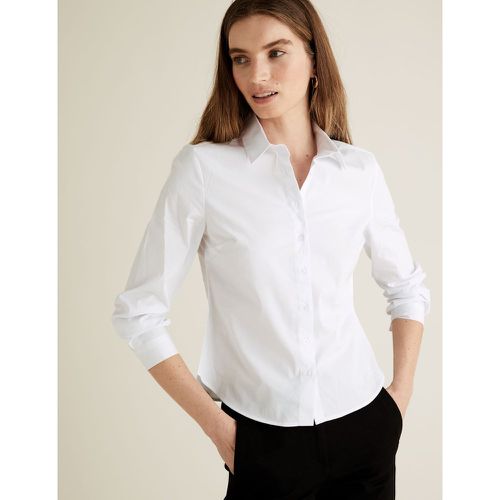PETITE Cotton Fitted Long Sleeve Shirt - Marks & Spencer - Modalova