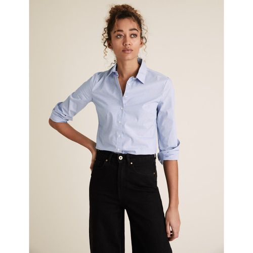 Cotton Fitted Long Sleeve Shirt blue - Marks & Spencer - Modalova