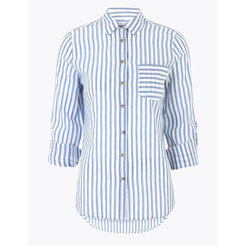 Pure Cotton Striped Relaxed Shirt blue - Marks & Spencer - Modalova