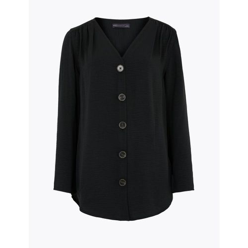 V-Neck Button Detail Long Sleeve Tunic - Marks & Spencer - Modalova