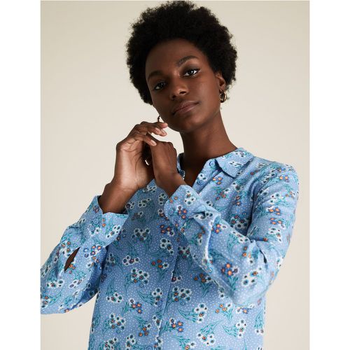 Ditsy Floral Collared Long Sleeve Shirt blue - Marks & Spencer - Modalova