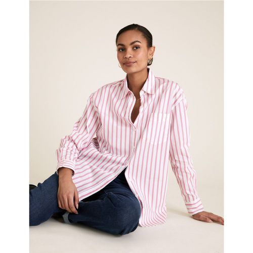 Pure Cotton Striped Oversized Shirt pink - Marks & Spencer - Modalova