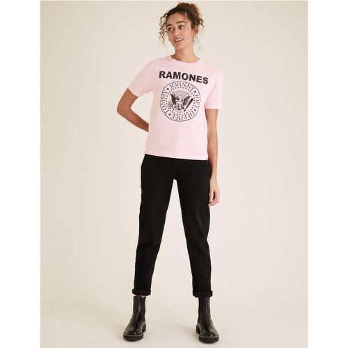 Pure Cotton Ramones Slogan T-Shirt pink - Marks & Spencer - Modalova