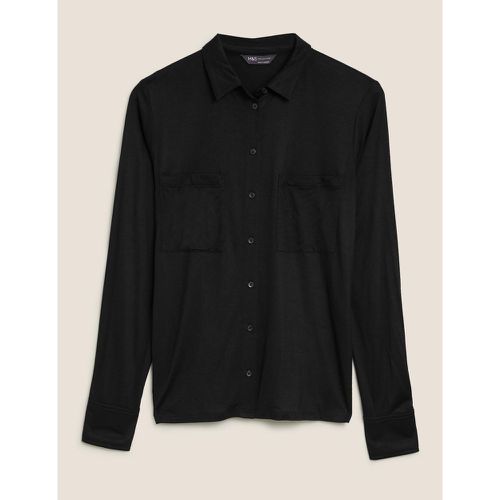 Jersey Collared Regular Fit Long Sleeve Shirt - Marks & Spencer - Modalova