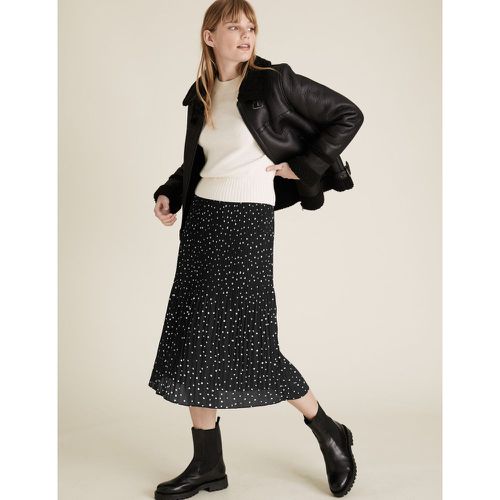 Polka Dot Plisse Midi Straight Skirt black - Marks & Spencer - Modalova