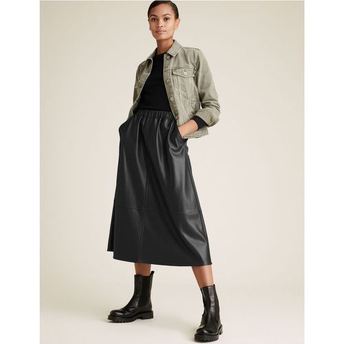 Faux Leather Midi Skater Skirt - Marks & Spencer - Modalova