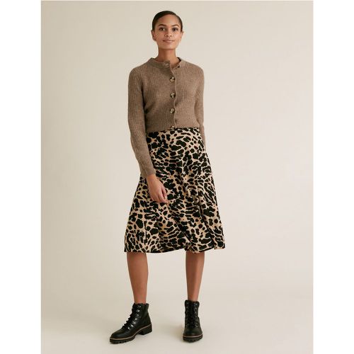 Jersey Animal Print Midi Skater Skirt black - Marks & Spencer - Modalova