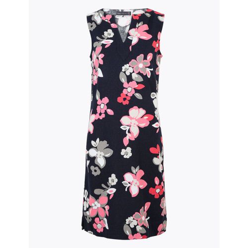 Linen Floral Knee Length Shift Dress navy - Marks & Spencer - Modalova