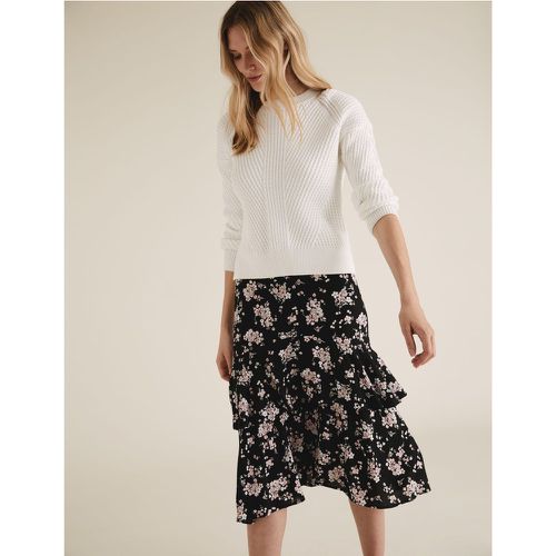 Floral Ruffle Midi Tiered Skirt black - Marks & Spencer - Modalova