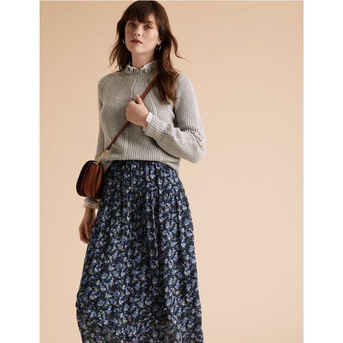 Floral Tiered Midi Skirt navy - Marks & Spencer - Modalova