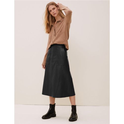Leather Midi A-Line Skirt black - Marks & Spencer - Modalova