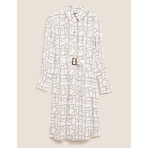 Geometric Belted Midi Shirt Dress cream - Marks & Spencer - Modalova