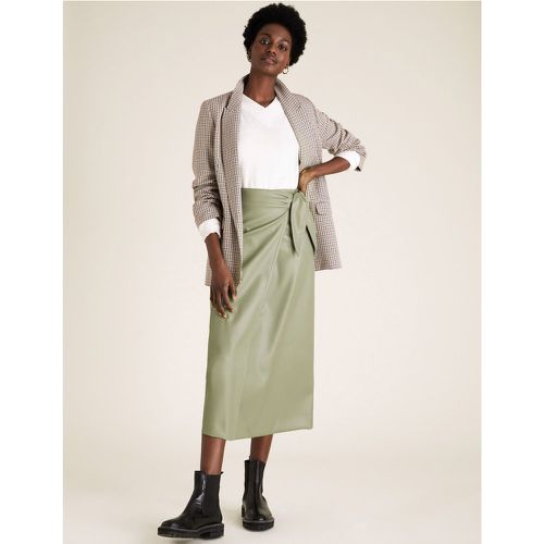 Faux Leather Midi Wrap Skirt green - Marks & Spencer - Modalova