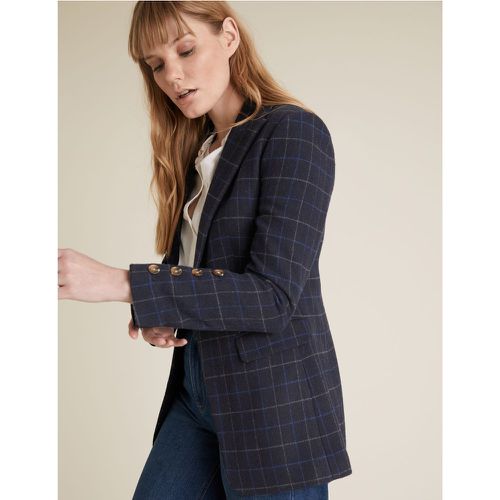 Wool Tailored Checked Longline Blazer - Marks & Spencer - Modalova
