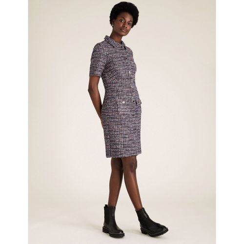 Textured Tweed Button Front Dress navy - Marks & Spencer - Modalova