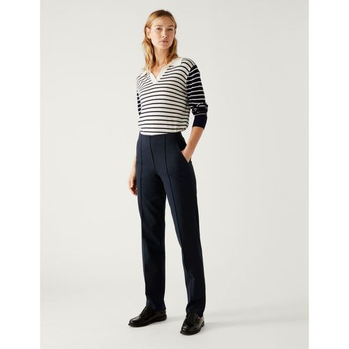 Jersey Straight Leg Trousers navy - Marks & Spencer - Modalova