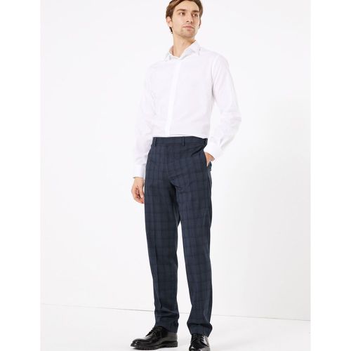 Regular Fit Checked Flat Front Trousers blue - Marks & Spencer - Modalova