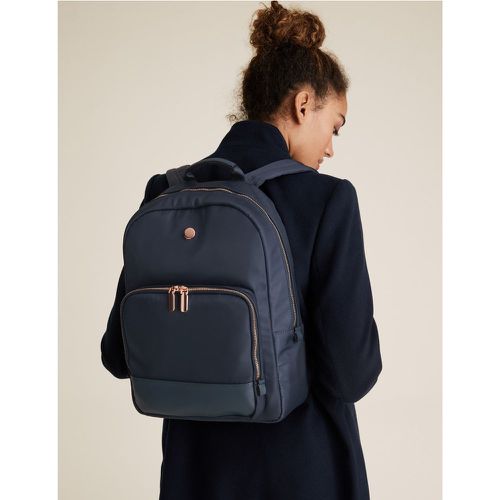 Double Zip Detail Backpack navy - Marks & Spencer - Modalova