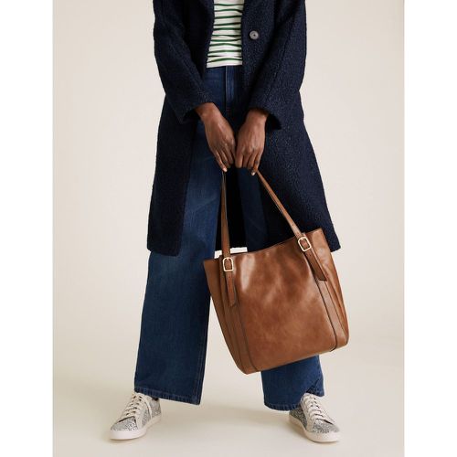Leather Buckle Detail Hobo Bag brown - Marks & Spencer - Modalova
