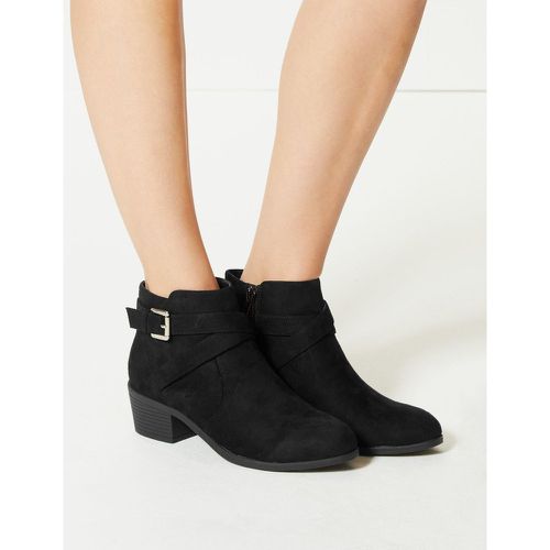 Buckle Block Heel Ankle Boots black - Marks & Spencer - Modalova