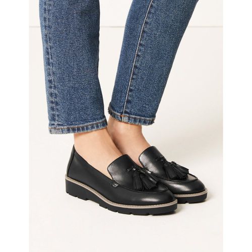 Leather Tassel Flatform Loafers - Marks & Spencer - Modalova