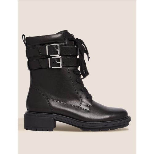 Leather Chunky Buckle Ankle Boots - Marks & Spencer - Modalova